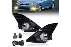 BOXLIGHT Fog Lights for 2012 2013 2014 Toyota Camry(not fit SE models), Front Bumper Driving Fog Lamps Kit w/Bezel & Switch Wiring, 1 Pair include Left and Right Side (Clear Lens)