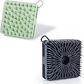2 PC Silicone Exfoliating Body Scrubber, Silicone Body Shampoo Brush, Soft Silicone Loofah for Sensitive Skin, Shower Silicone Hair Scalp Massager, Easy to Clean, Lather Well(Black&Green)