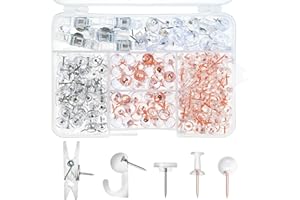KOORITO 260 Pcs Push Pins Set 5 Styles Clear Thumb Tacks Map Pins Assorted Push Pins for Bulletin Board, Cork Board