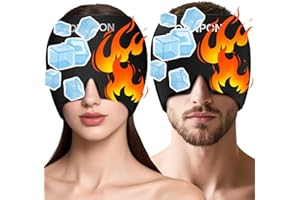 QUNPON Stocking Stuffers for Women Men,Christmas Migraine Relief Cap Gifts,Headache Relief Cap Ice Pack Mask,Cold Eye Face Hat Cooling Gel Head Wrap for Tension,Stress,Hangover Gifts for Women Men Mom