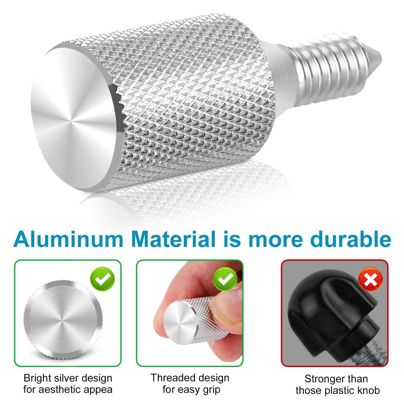 2PCS Attachment Hub Thumb Screw for Kitchenaid Stand Mixers, Long Knob Screw Accessory Replacement Part, Silver