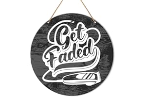 Muktoujaumai Salon Wall Decor, Barber Shop Hanging Sign Decor Farmhouse Wall Decoration Wood Sign, Gift for Barbers Hairdresser Hairstylist, Get Faded
