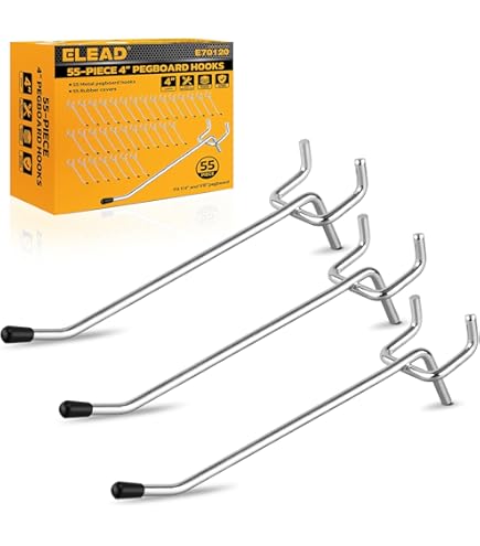 Moxweyeni 100 Pack Pegboard Hooks 6 Inch Metal Display Hooks For 1/8 And 1/4 Inch Pegboard Peg Board Tool Couples With Rubber Tipped Accessories For Garage Office Kitchen Store - View #13