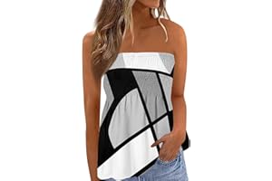 ROKIACDE Womens Strapless Bandeau Tank Tops Sexy Tube Tops Floral Smocked Backless Casual Sleeveless Shirts Trendy Blouses