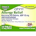 Ohm Cetirizine 10 mg Tablet - All Day Allergy Relief - 100 Count - Anti-Histamine for Hay Fever, Pollen, Dry Itchy Eyes - Effective Relief from All Day Allergies