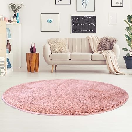 carpet city Teppich Hochflor Langflor Shaggy aus Micro-Polyester Einfarbig/Uni in Puder-Pink für Wohn- oder Schlafzimmer, Grö
