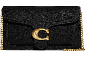 COACH womens Polished Pebble Leather Tabby Chain Clutch