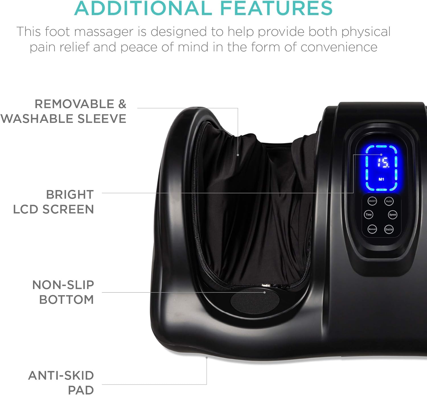 Best Choice Products Therapeutic Shiatsu Foot Massager Kneading and Rolling for Foot, Ankle, Nerve Pain w/Handle, High Intensity Rollers, Remote Control, LCD Screen, 3 Massage Modes - Black: Health & Personal Care