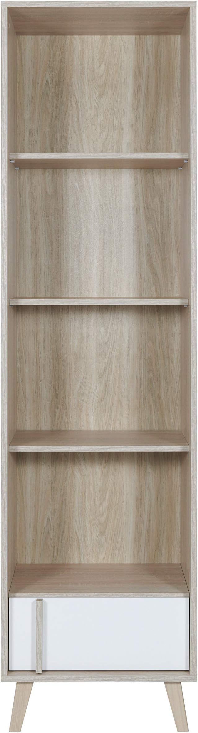 Amazon Brand - Movian Moselle Bookcase/Shelving Unit with 4-shelves and 1-storage compartment, 51 x 196 x 45cm, White/Oak-Effect