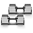 NÜOBELL® Adjustable Dumbbell Set, 5-50 LB or 5-80 LB, Easy Twist 2024-25 Model, All-In-One Weights Set (Pair) for Home, Original Manufacturer