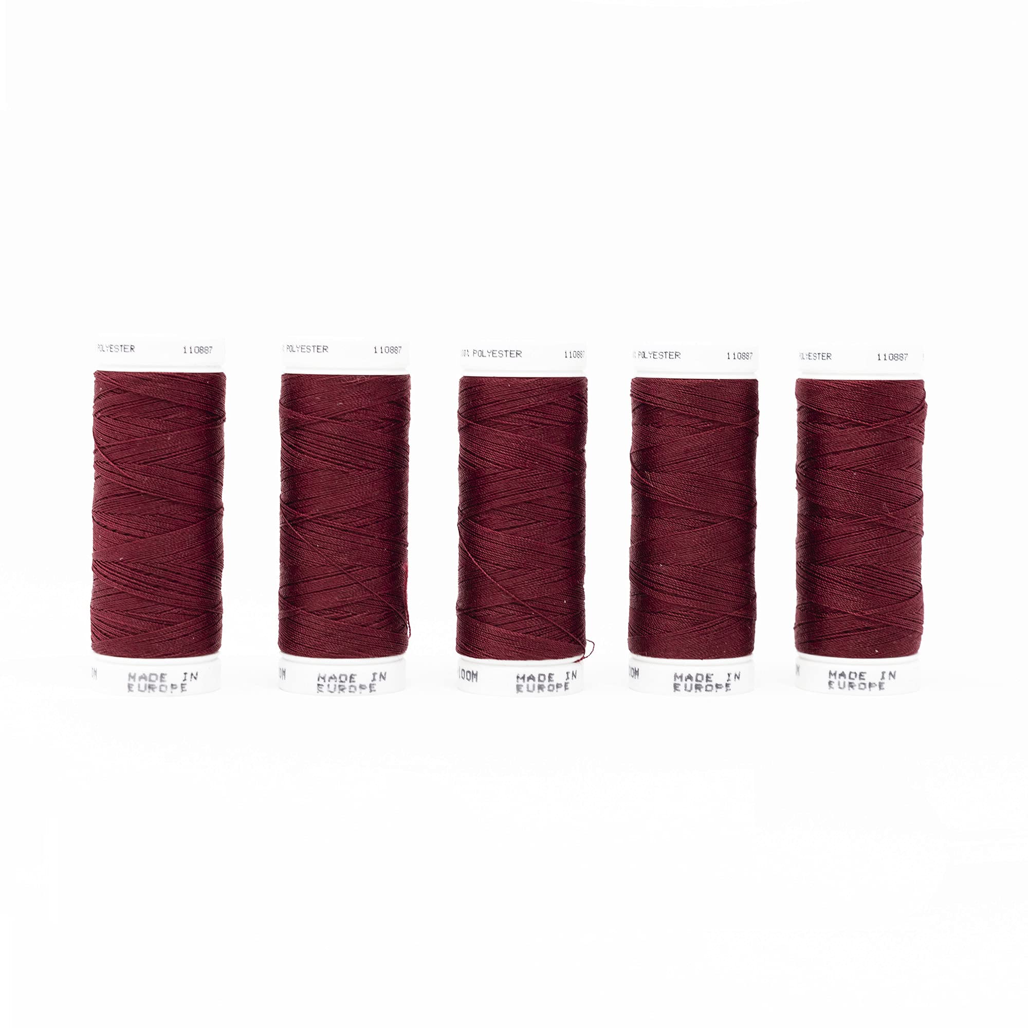 KORBOND Polyester All Purpose Thread – 500m Total – Deep Red - 5 x 100m Reels for Hand and Machine Sewing