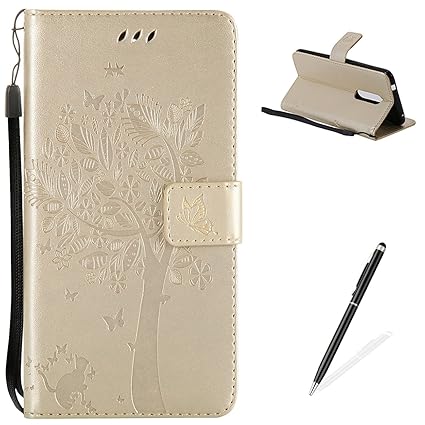 For ZTE AXON 7 Hülle,Premium PU Leder und Brieftasche Fall Bunte Muster Embossed flower Pattern mit [Magnetverschluss] [Stand
