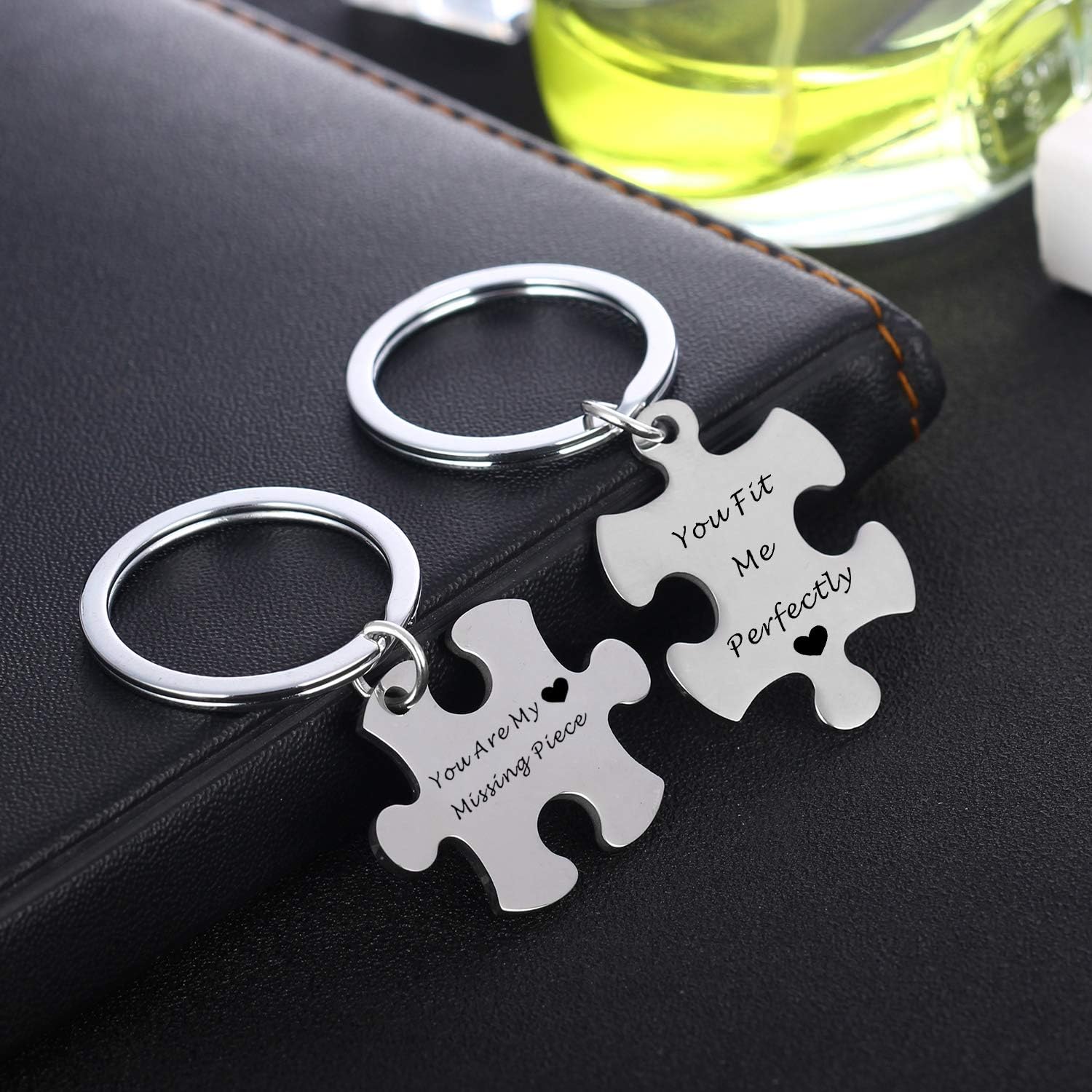 MADHAHEFU Couple Keyrings Boyfriend Girlfriend Gift Husband Keychain Valentine Day Gift Love Puzzle Jewellery (you're my missing piece) - Image 5
