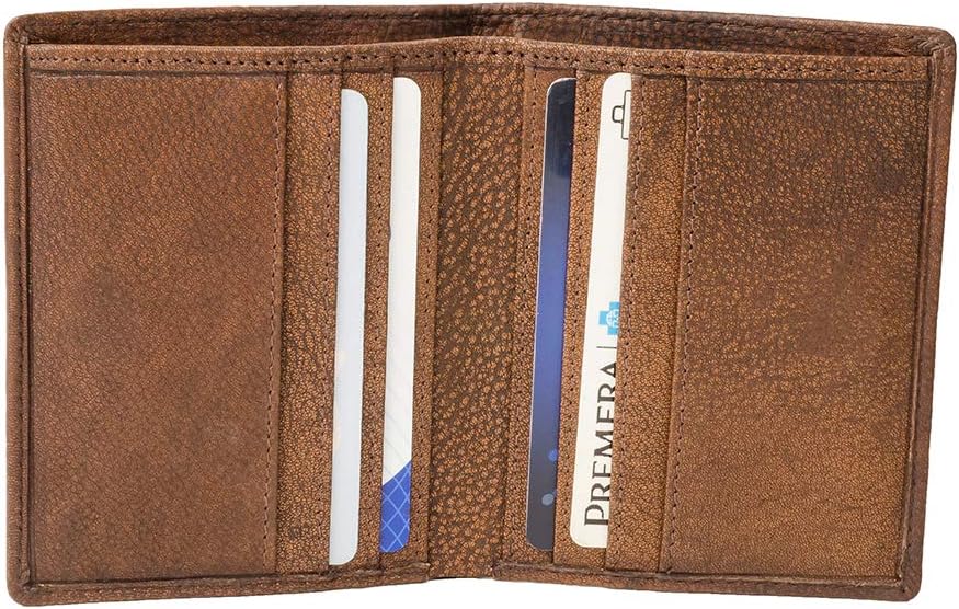Minimalist Slim Style Magnetic Bifold Leather Coffee Wallet for Men Fits Back or Front Pocket Just Right -  Brown -  Small