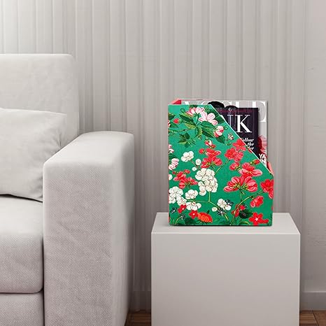 SEJ Floral Green Magazine cum Newspaper stand/Rack in Wood