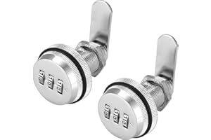 Lpraer Combination Cam Lock Security Locks Set of 2 Password Coded Locks for Safety of Box Cabinet Drawer Mailbox Door Furniture (1-1/8 Inch, Silver)