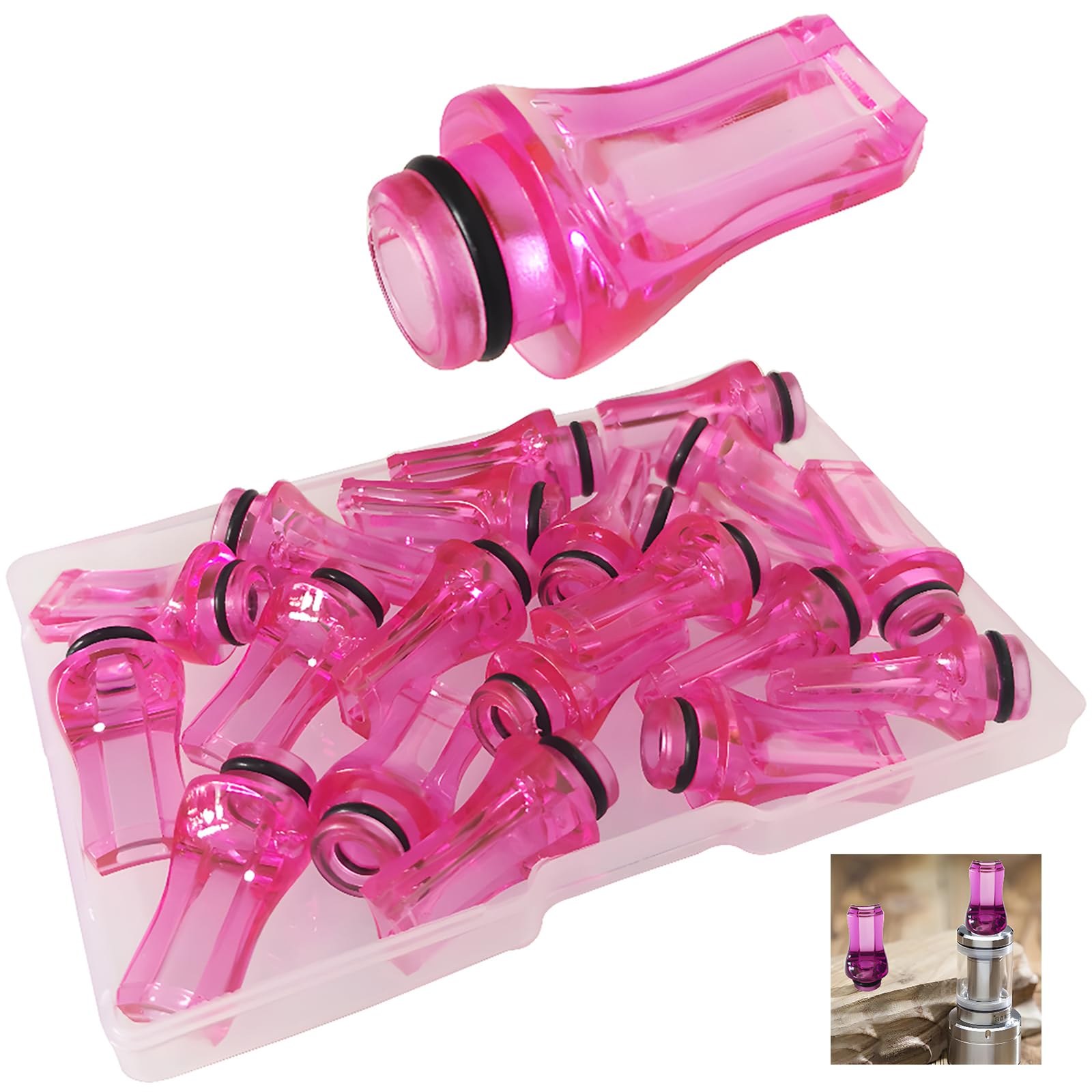 CESFONJER 20 Flat Plastic Tapered 510 drip Tips, 510 drip Tips 25mm Long