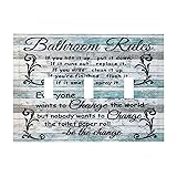 Wood Bath Bathroom Rules 3 Gang Light Switch Plate
