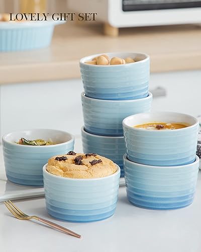 MALACASA Ramekins 10 oz Set of 6, Porcelain Creme Brulee Ramekins