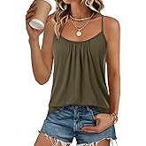 Rooscier Women's Tunic Spaghetti Strap Sleeveless Loose Dressy Cami Top Shirts