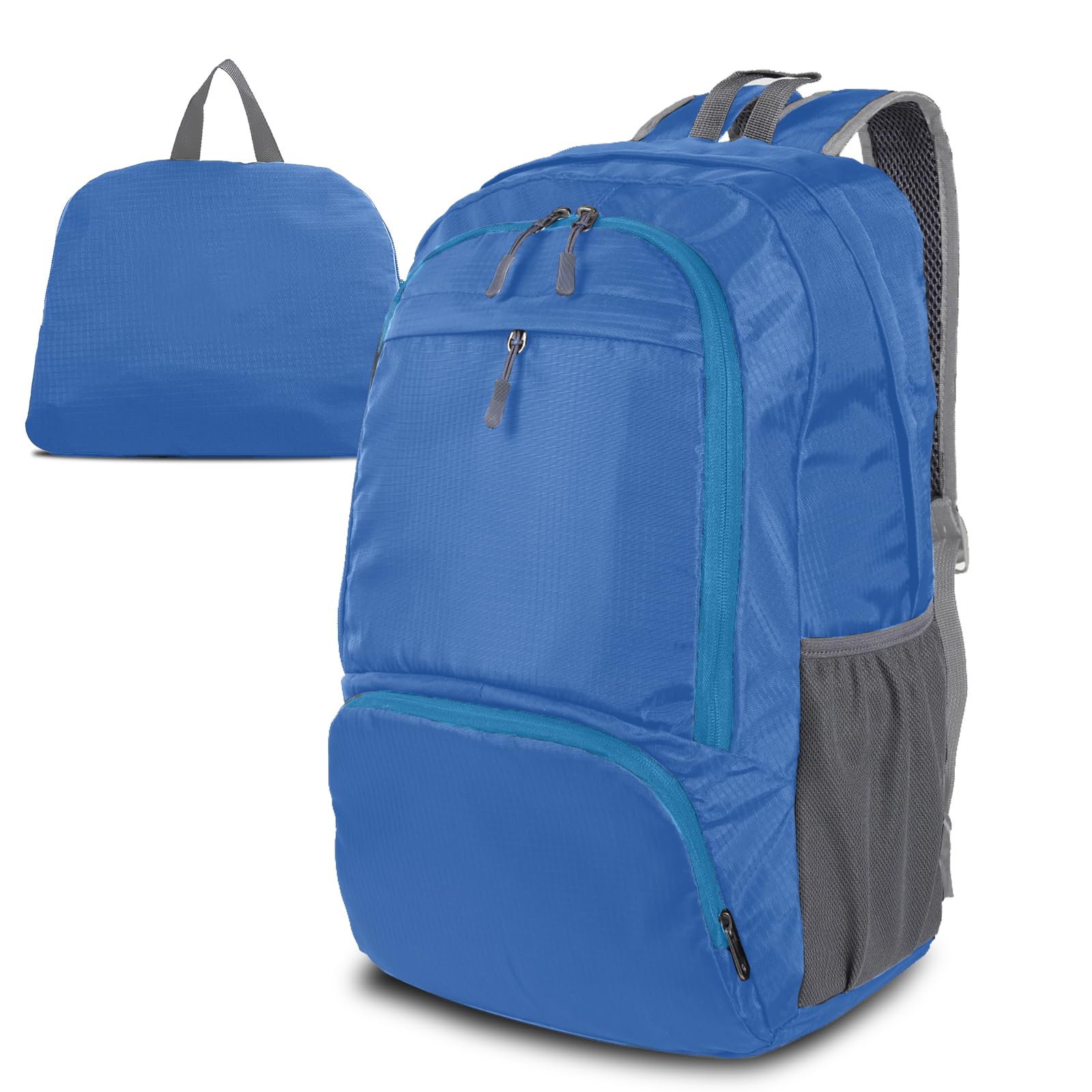 Dewellyoo Lightweight Hiking Backpack, Foldable Outdoor Camping Hiking Travel Multi-functional Camping Trekking Rucksack Travel Climbing Mountaineer Outdoor Sport Daypack Bag for Men Women(LightBlue)