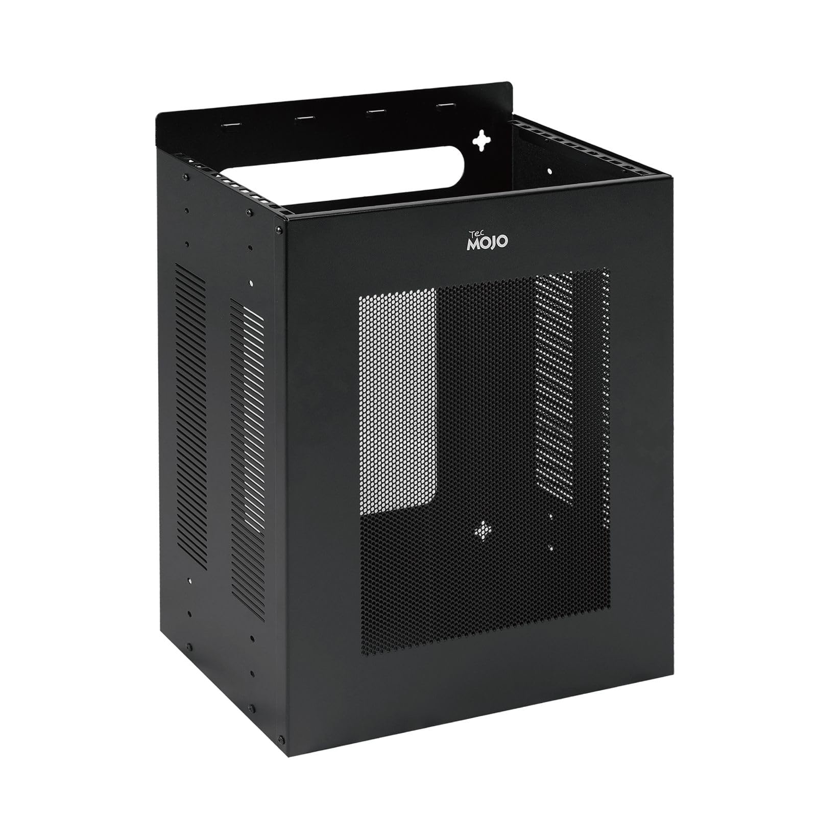 Photo 1 of Tecmojo 4U Server Rack, Vertical/Horizontal Wall Mountable Rack with Vented Enclosure for 19 Inch IT Equipment, Cable Modems, Telecom, A/V,Black