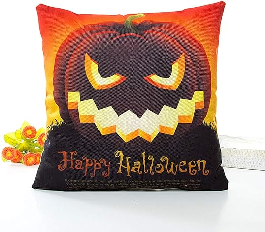 Cat Cushion Halloween Pumpkin Witch Cat Owl Pillow Case Square