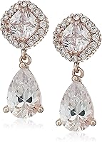 Napier Women's Rose Gold Crystal Double Drop Circle Post Earrings, One Size