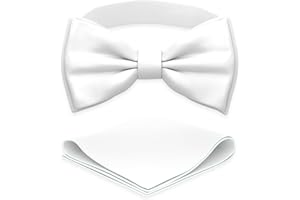 Adam Young Men's Bow Ties with Handkerchief Pre-Tied Style Formal Satin Classic Bowtie for Tuxedo Faux Silk