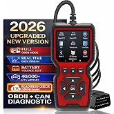 CrysGuard Professional OBD2 V519 Scanner - 2026 Upgraded OBDII + CAN Code Reader, Live Data, Battery Test, 40000+ DTC Library, I/M Readiness, Check Engine Light &amp; Smog Test - All Vehicles After 1996