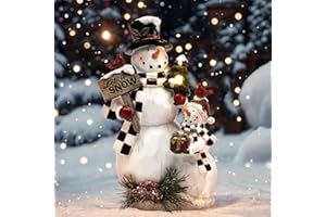 TERESA'S COLLECTIONS Outdoor Christmas Decorations,Christmas Snowman Decor, Winter Snowman Hold a Sign with Solar Lights,Waterproof Resin Christmas Decor, Xmas Gifts Outdoor/Indoor,10"，Black