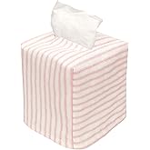 Tissue Box Cover Tissue Holder Tissue Dispenser Square Cube, Soft Fabric Cover Slips Over Cardboard Facial Tissue Boxes - Pink Room Decor, Nursery Decor, Bathroom, Bedroom, Lined Fabric Folds Flat