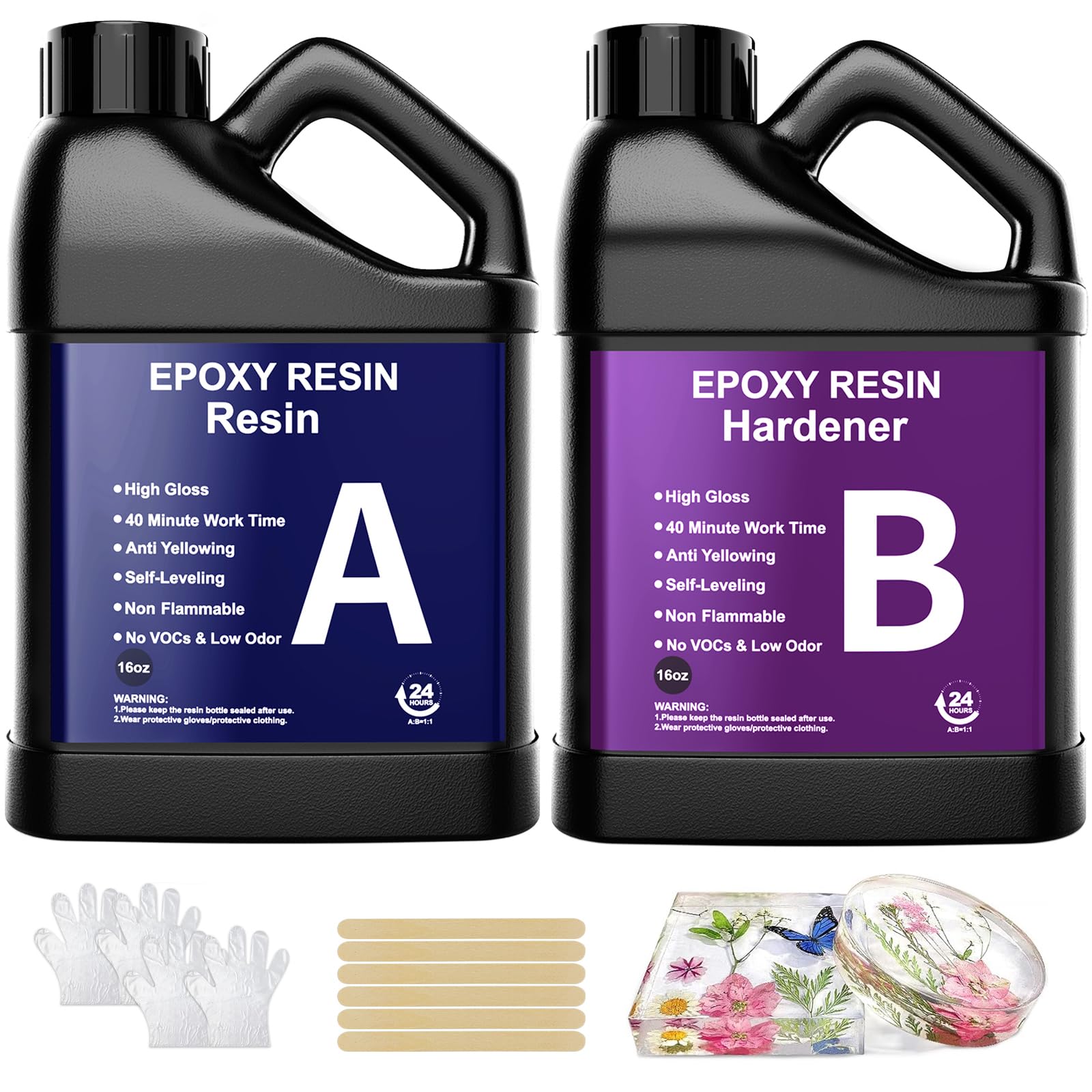 Epoxy Resin Kit - 32oz / 948ml Crystal Clear Resins and Hardener Kit, Bubble Free Casting Coating for Art Casting Resin, Jewelry Making, DIY Art, Mould Casting, Coasters, Table Top, Easy Mix 1:1 Ratio