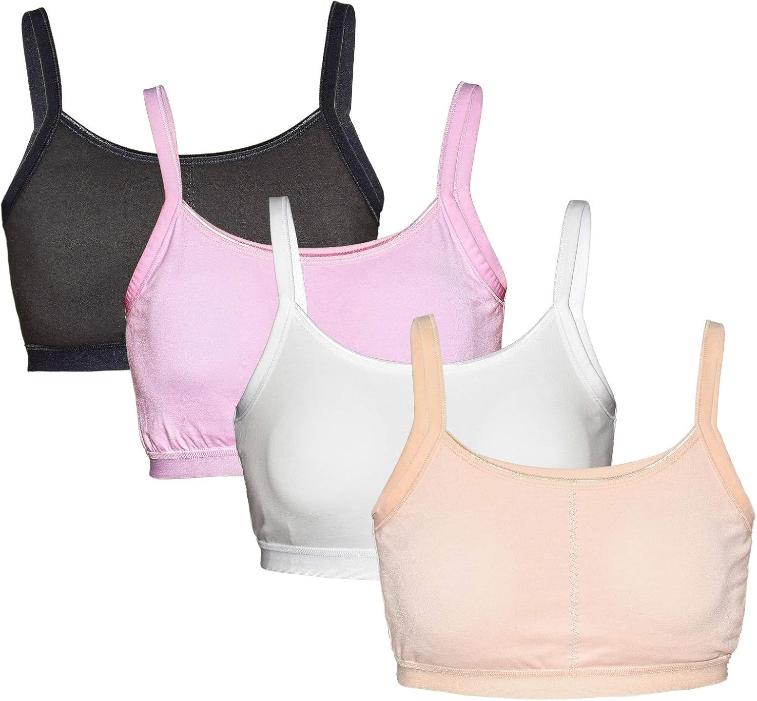 VeaRin Cotton Cami with Built in Bras for Teen Girls 4 Pack