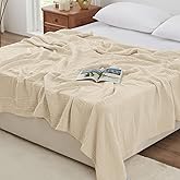 Love's cabin 6 Layer 100% Cotton Muslin Blanket, 108"x90" Muslin King Size Blanket for Bed Couch, Lightweight and Breathable Cotton Gauze for Adult, Beige