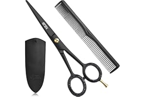 Hair Scissors Professional - 6.5 Inch Premium Hair Cutting Scissors for Women Men - Barber Scissor with Comb and Leather Case