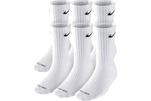 NIKE Plus Cushion Socks (6-Pair) (L (Men's 8-12 / Women's 10-13), Crew White)