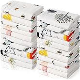 Chumia 20 Pack Baby Muslin Burp Cloths Baby Wash Cloths with Sensitive Skin 6 Layer Cotton Face Towels Bath Towel Absorbent for Toddler Kids Shower,10 x 10 Inch