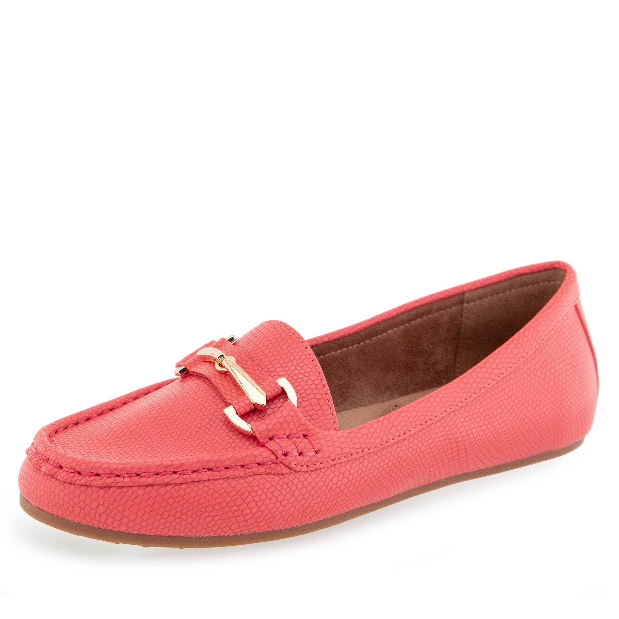 Aerosoles Women’s Day Drive Loafer, Coral Lizard Faux Leather, 5