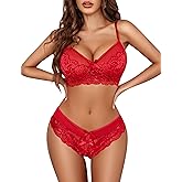 Avidlove Lingerie Set for Women Lace Bra and Panty Sets 2 Piece Lace Babydoll Outfits S-XXL