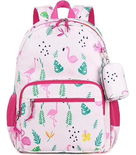 senya Pink Flamingo School Backpack for Boys Girls Bookbag One Size