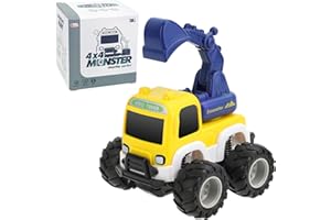 YELUFT Cars Toy for 18m+ Years Old - Baby Toy Cars for Toddlers Push and Go Friction Powered Construction Truck Toys Plastic Action Vehicle Excavator Toy with Playmat Storage Bag for Kids Boys Birthday Gifts