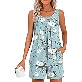 HOTGIFT Women's Pajamas Sets Sleeveless 2 Piece Pjs Sets Summer Casual Lounge Sleepwear with Pockets S-3XL