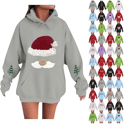 Uwdiohq Christmas Hoodies for Women UK Oversized Sweatshirts ladies hood Letter Print Pullover Hoodie With Pocket Drawstring Zip Up Fine Knit Jumperss Black And White Jumpers Women'S Blankets