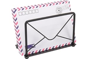 Jeasor Modern Mail Holder for Home Office, Metal Letter Organizer Sorter for Desk, Cutout Mail Envelope Design, Bill Filling Paper Document Rack, Envelope Storage Rack with Metal Base