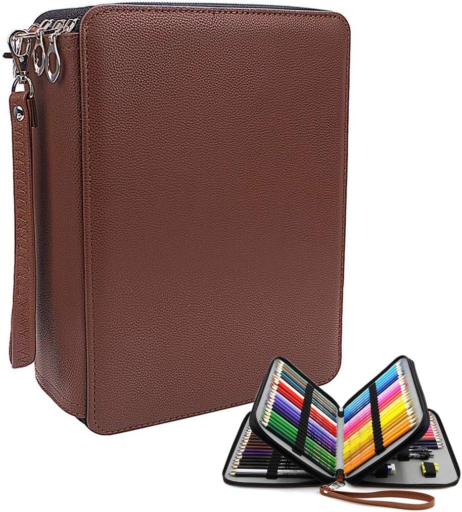 Odibess Coloured Pencil Case, 120 Slots Coloured Pencil Case PU Leather Organizer 3 Multi-Layer Large Capacity Pencil…