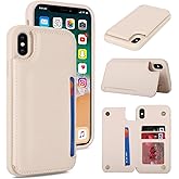 iCoverCase Compatible with iPhone X/XS Case with Card Holder, Wallet Phone Case for Women Men RFID Blocking PU Leather Protective Case 5.8 Inch (Beige)
