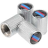 4Pcs Car Tire Valve Caps Compatible with BMW All Models, Metal Valve Stem Caps, Wheel Valve Cover for Car SUV Truck Motorcycle, Dust Proof with O Rubber Seal, Leak-Proof Air Protection (Silver)