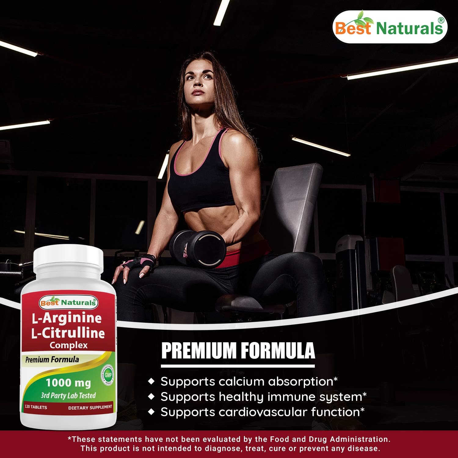 Best Naturals L-Arginine L-Citrulline Complex 1000 mg 120 Tablets, White, 120 count (Pack of 1) - Image 5