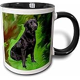 3dRose 3dRose Black Labrador Retriever - Two Tone Black Mug, 11oz , , Black/White